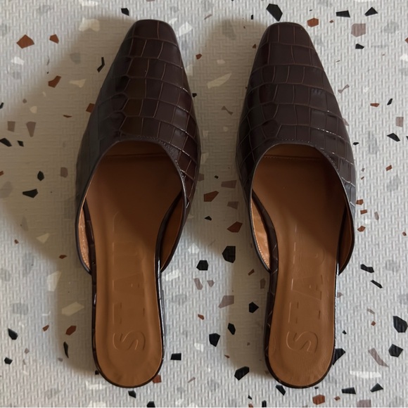 Staud Brown Croc Flat Mules Size 38 - Picture 4 of 8